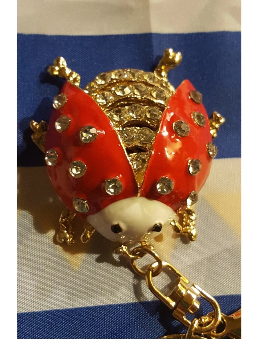 Ladybug crystal KEY CHAIN  New from Greece vintage Y2K NOS